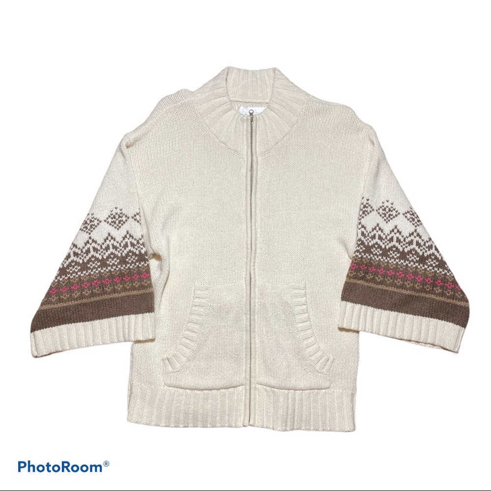 2 for $35 | Old Navy White Knit Zip-up Sweater